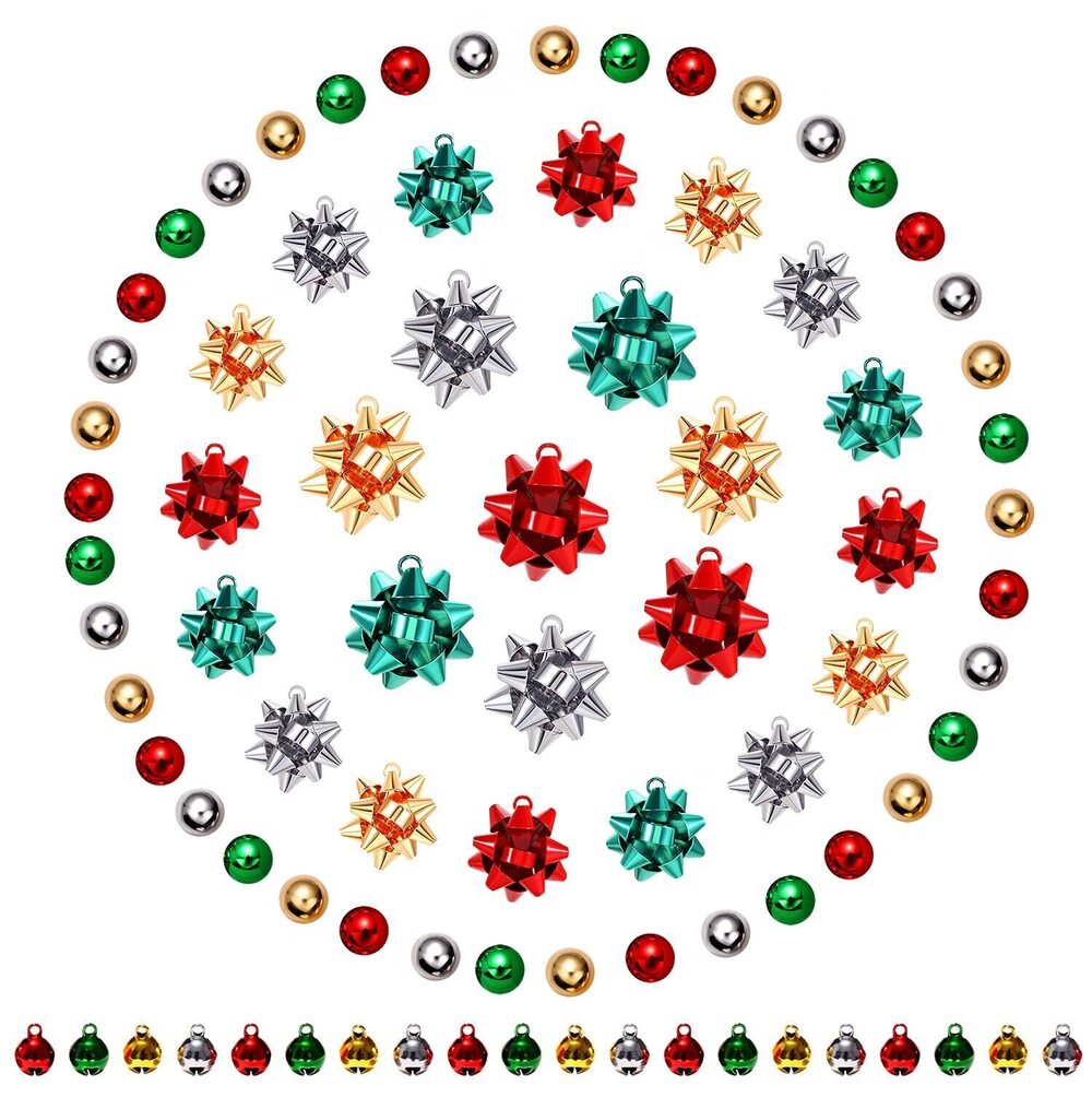 7774 25PCS Christmas Charms for Jewelry Making Red Green Xmas Bow Charm